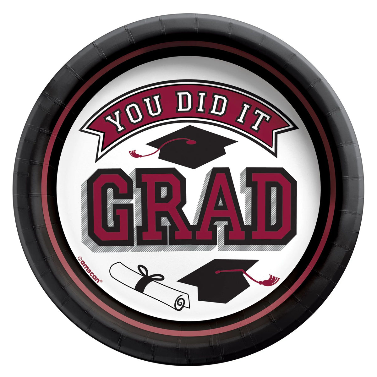 Graduation True To Your School Colors Maroon 7" Paper Plates