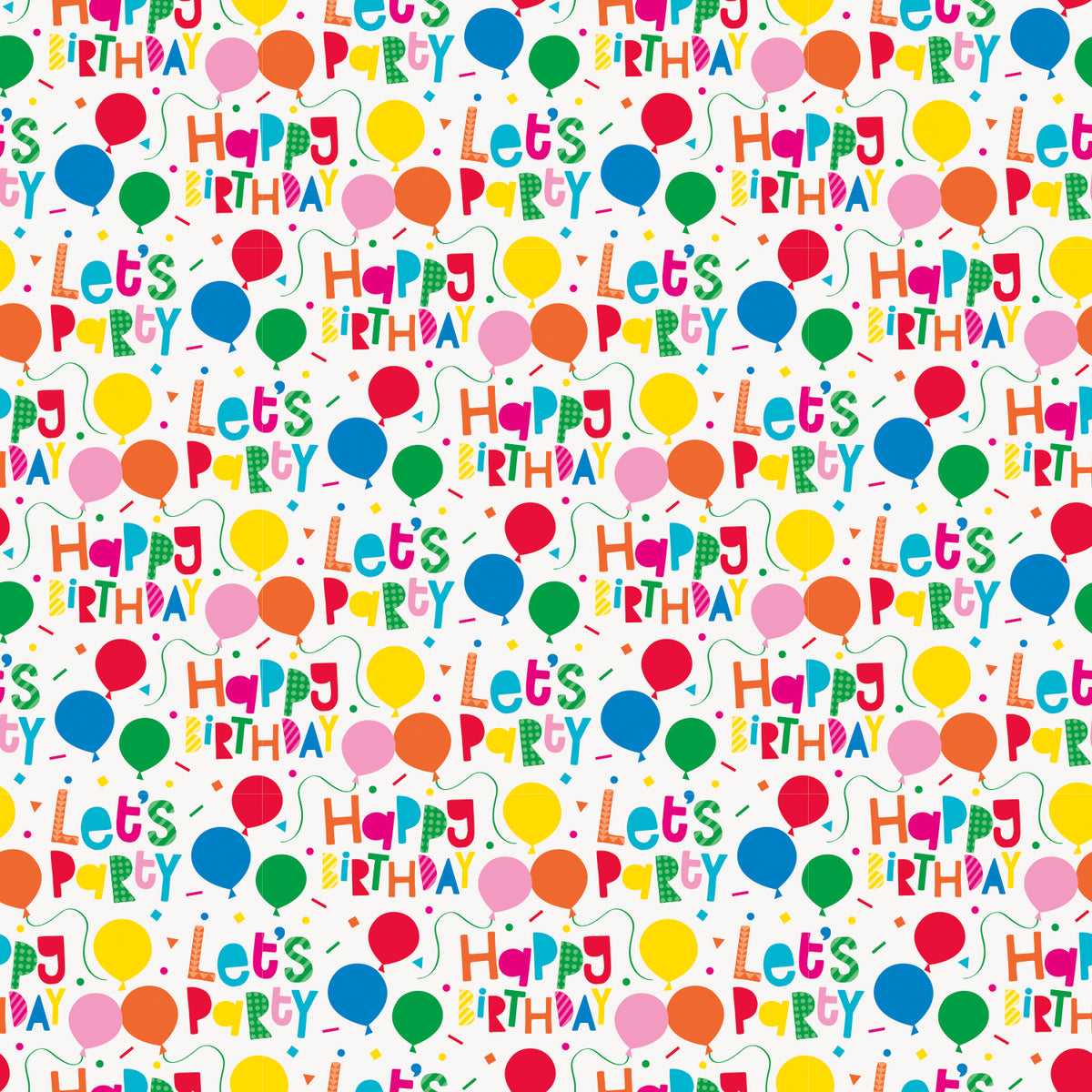Colorful Balloons Let's Party Gift Wrap  30 x 5 ft"
