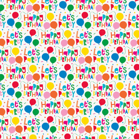 Colorful Balloons Let's Party Gift Wrap  30 x 5 ft"