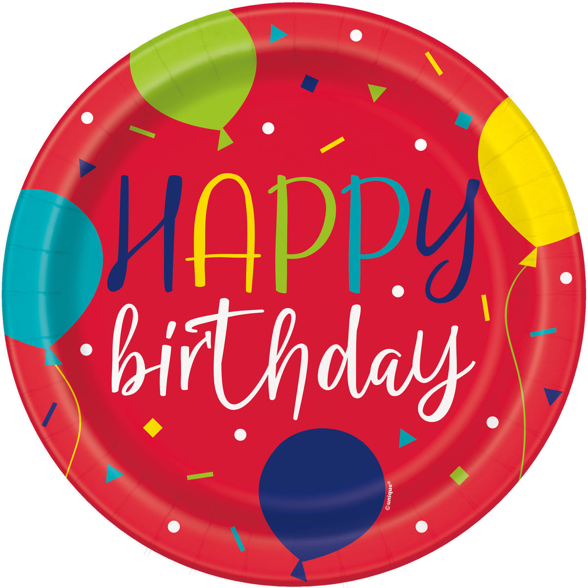 Balloon Party Birthday Dinner Plates – 9" Round, 8 Count | Colorful Disposable Party Plates for Kids & Adults