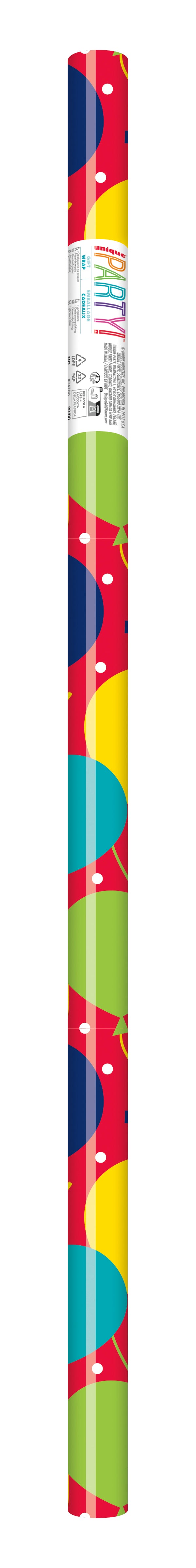 Balloon Party Birthday Gift Wrap  30 x 5 ft"
