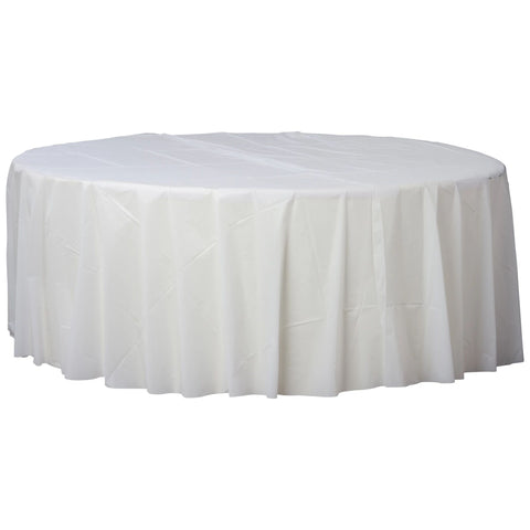 White 84" Round Plastic Table Cover
