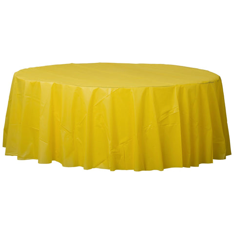 Yellow 84" Round Plastic Table Cover