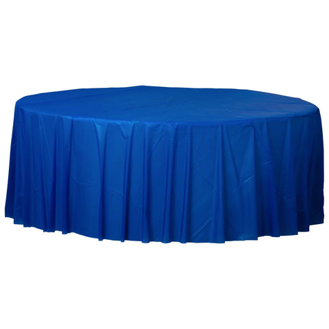 Royal Blue 84" Round Plastic Table Cover