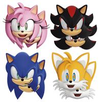 Sonic the Hedgehog Assorted Paper Party Masks (8ct) – Fun Kids’ Costume Masks for Sonic-Themed Birthday Parties