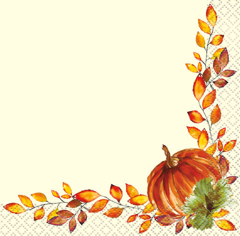 Watercolor Fall Pumpkins Beverage Napkins  16ct