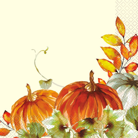 Watercolor Fall Pumpkins Luncheon Napkins  16ct