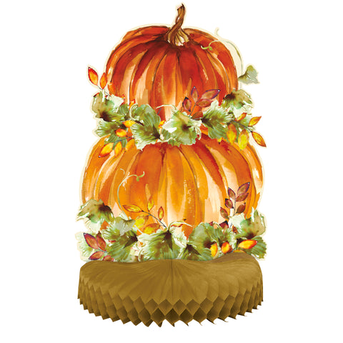 Watercolor Fall Pumpkins Honeycomb 14" Centerpiece