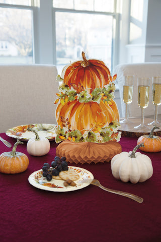 Watercolor Fall Pumpkins Honeycomb 14" Centerpiece
