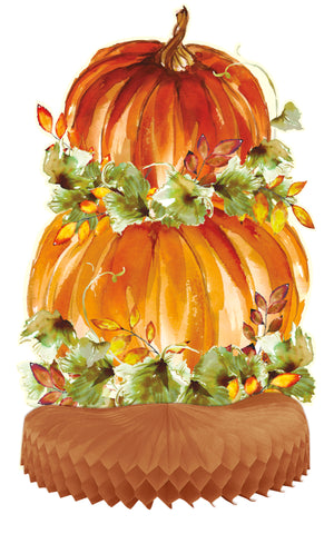Watercolor Fall Pumpkins Honeycomb 14" Centerpiece