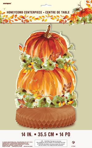 Watercolor Fall Pumpkins Honeycomb 14" Centerpiece