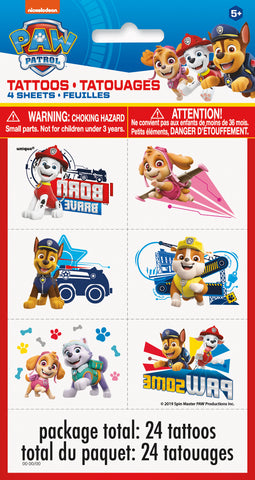 Paw Patrol Tattoos for Kids – 24 Count Temporary Tattoo Sheets | Party Favors & Birthday Supplies