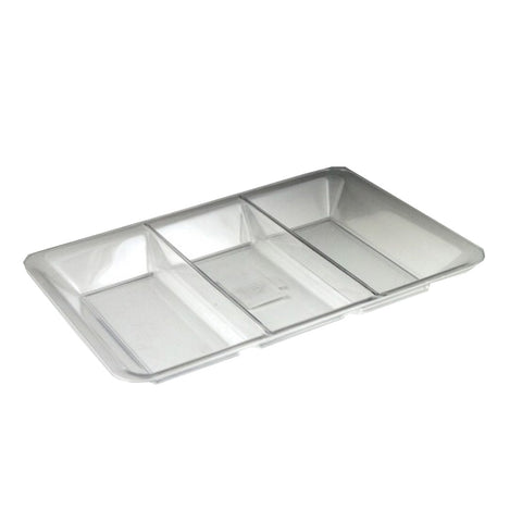 Clear 3 Compartment Plastic Serving Tray 9.5" x 14"