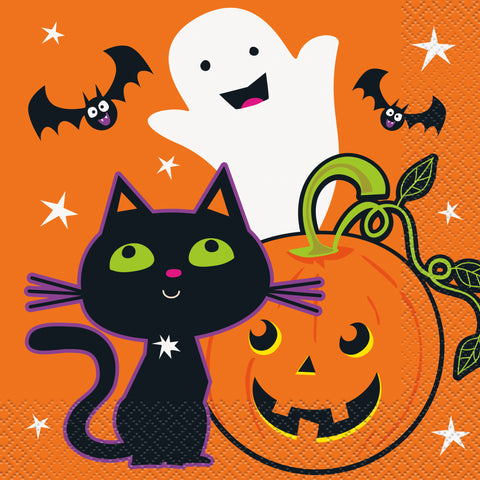 Cat & Pumpkin Halloween Luncheon Napkins – 16ct | Cute Paper Party Napkins for Fall & Spooky Celebrations