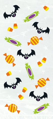 Cat & Pumpkin Cellophane Bags – 20ct | 5" x 11" Halloween Treat Bags for Candy, Favors & Party Supplies