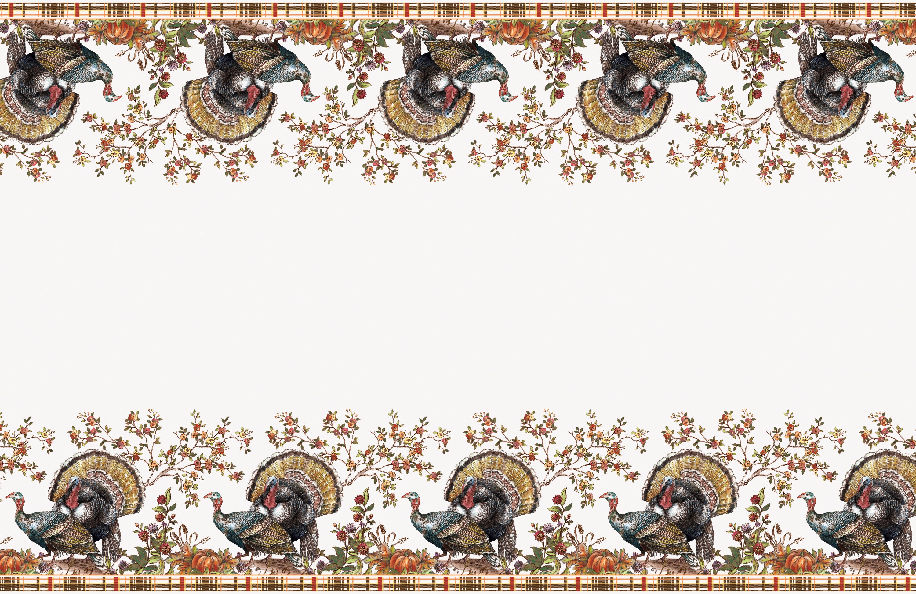 Plaid Turkey Rectangular Plastic Table Cover 54" x 84" | Thanksgiving Disposable Tablecloth for Fall Parties & Dinner Decor