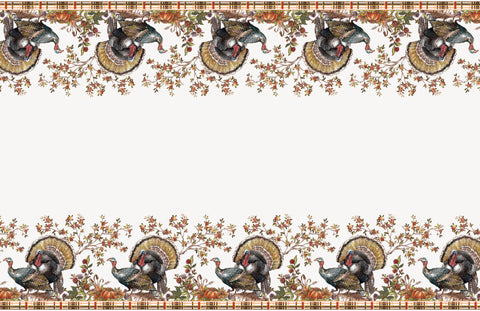 Plaid Turkey Rectangular Plastic Table Cover 54" x 84" | Thanksgiving Disposable Tablecloth for Fall Parties & Dinner Decor