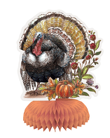 Plaid Turkey 6” Mini Honeycomb Decorations – 4ct | Thanksgiving Table & Fall Party Décor