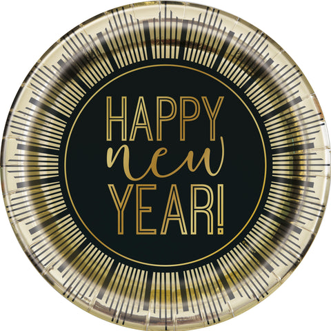 Roaring New Year 9” Dinner Plates – 8ct Foil Board Party Plates