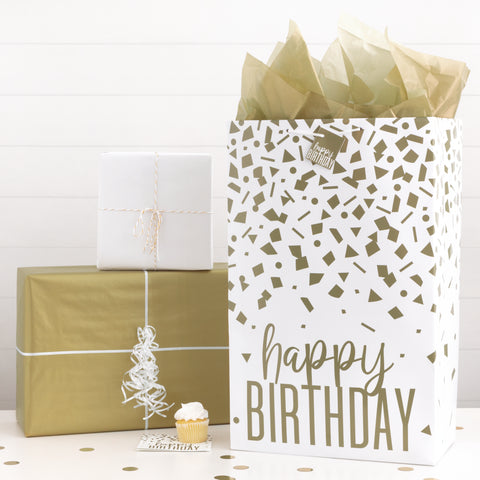 Confetti Gold Birthday Extra Jumbo Gift Bag