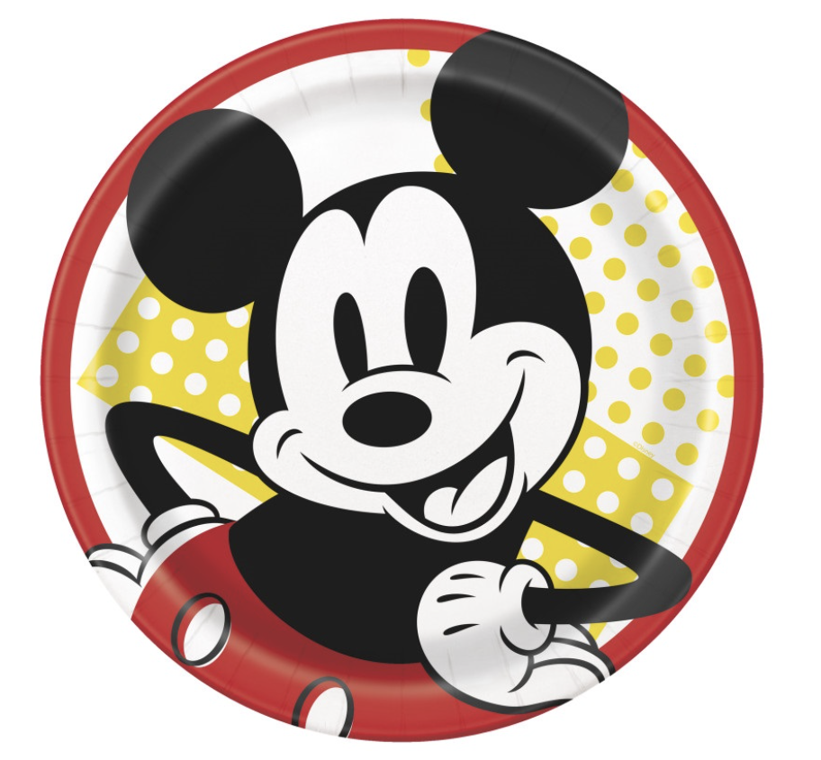 Mickey Mouse 9 Inch Plates 8ct in Manahawkin, NJ at Party Fair, showing round Disney-themed paper dinner plates
