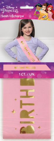 Pink & Gold Disney “Birthday Princess” Party Sash – Kids’ Birthday Celebration Accessory