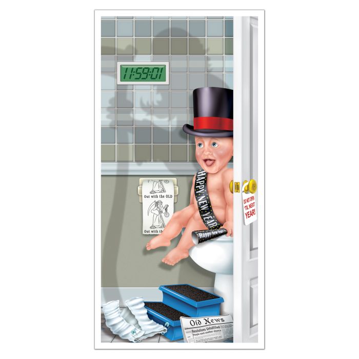 Happy New Year Baby New Year Restroom Door Cover