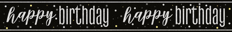 GLITZ Happy Birthday Banner – Black Prism Foil, 9 ft Long – Shiny Party Decoration for Birthday Celebrations