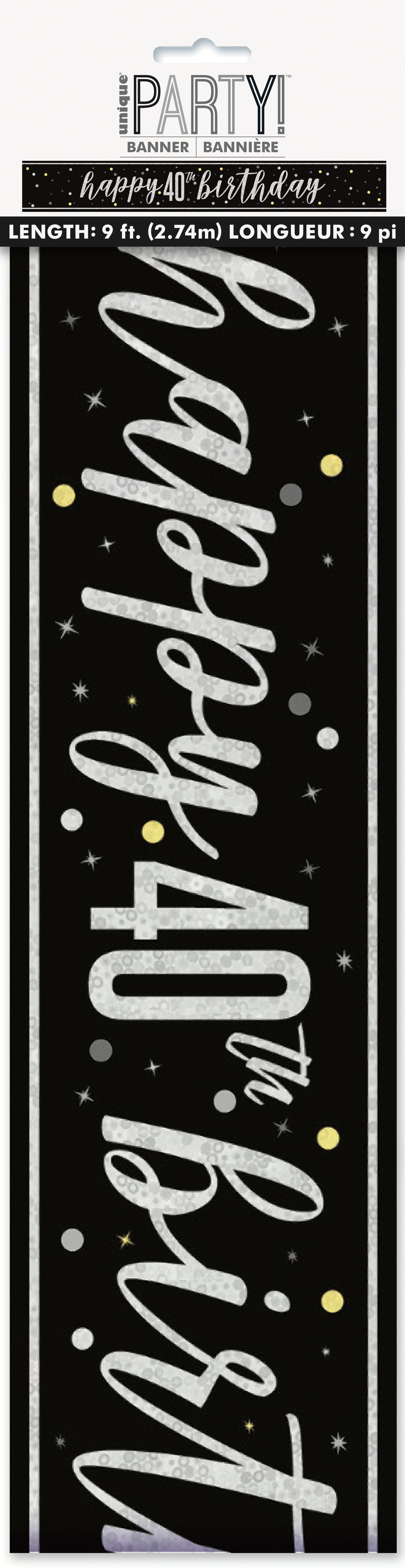 GLITZ Black 40 Prism Foil Banner  9 ft