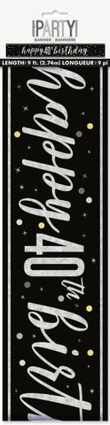 GLITZ Black 40 Prism Foil Banner  9 ft