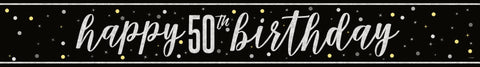 GLITZ Black 50 Prism Foil Banner  9 ft
