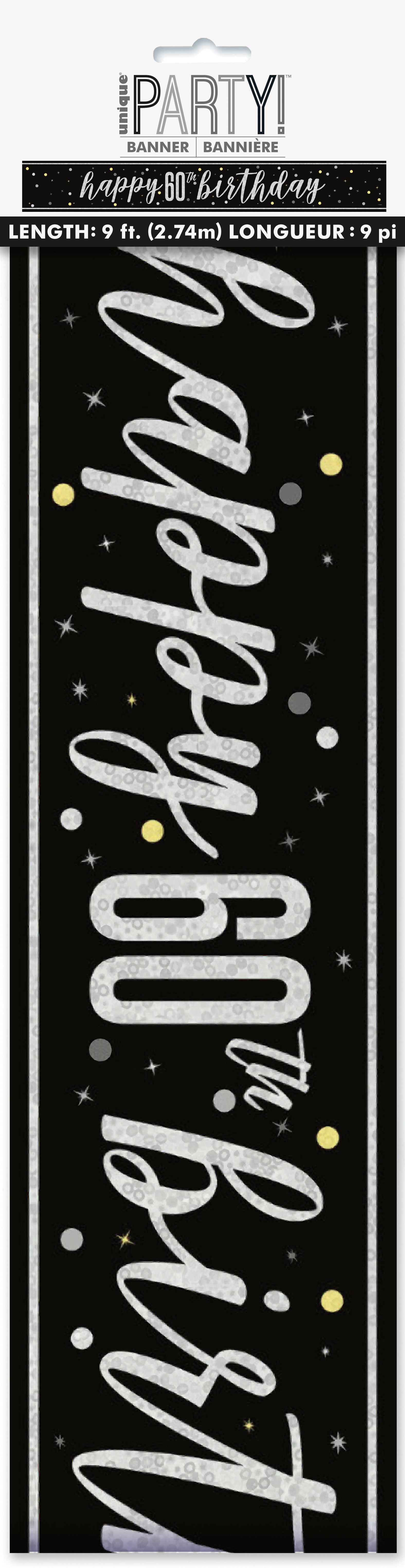 GLITZ Black 60 Prism Foil Banner  9 ft