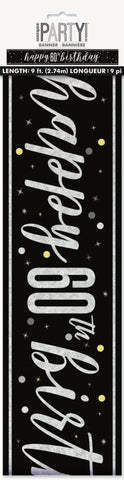 GLITZ Black 60 Prism Foil Banner  9 ft