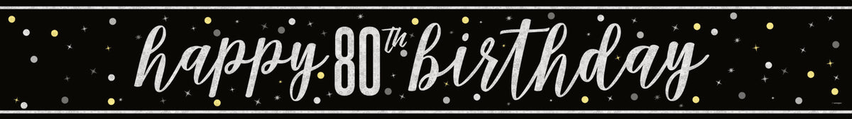GLITZ Black 80 Prism Foil Banner  9 ft