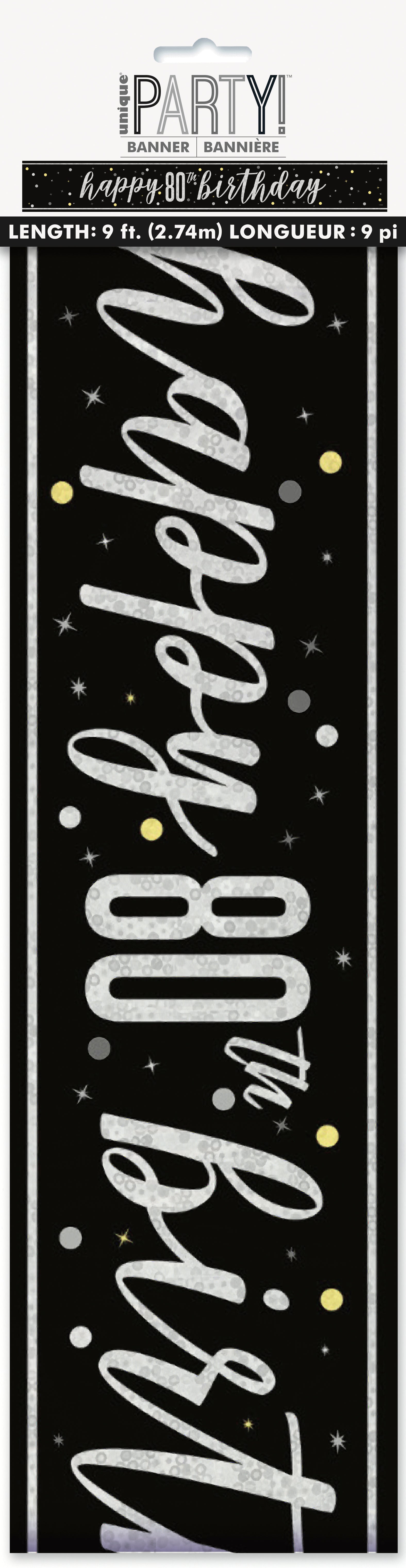 GLITZ Black 80 Prism Foil Banner  9 ft
