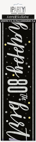 GLITZ Black 80 Prism Foil Banner  9 ft