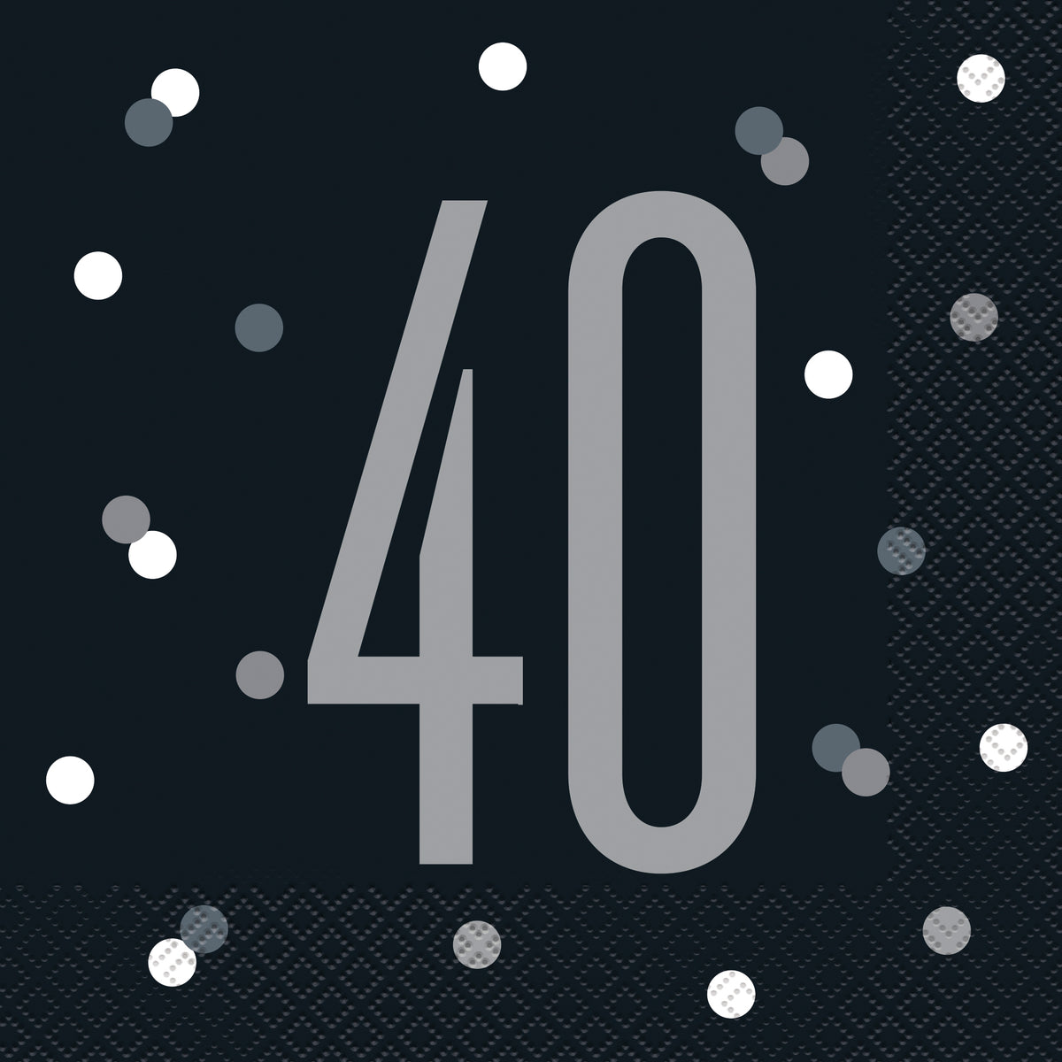 Glitz Black & Silver “40” Luncheon Napkins – 16-Count 40th Birthday Party Napkins for Milestone Celebrations & Elegant Table Décor