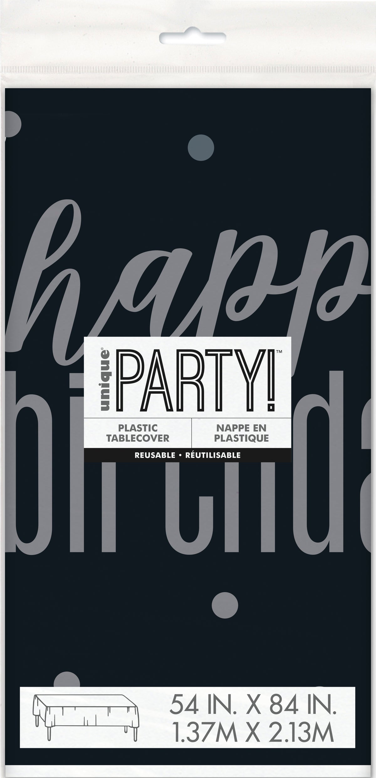 Glitz Black & Silver 54" x 84" Plastic Table Cover 1 per pack