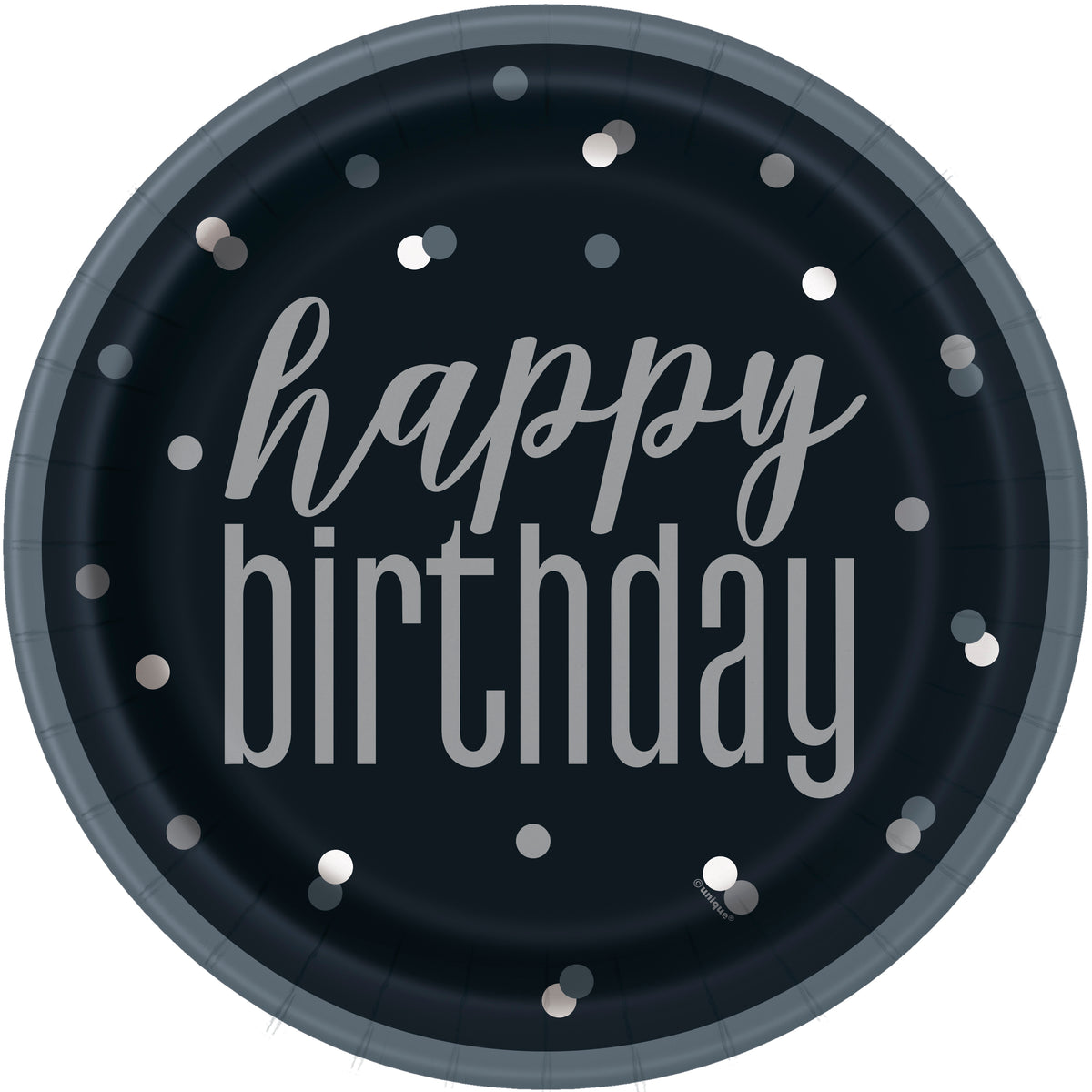 Black & Silver Glitz Birthday Party Kit – Plates, Napkins, Table Cover, Decorations, Candles, Balloons & Celebration Pin