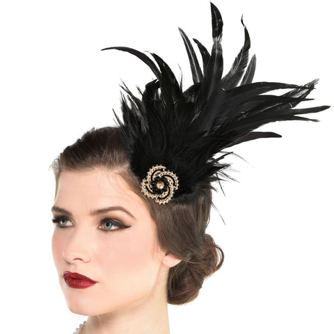 Roaring 20's Black Feathered Hair Clip