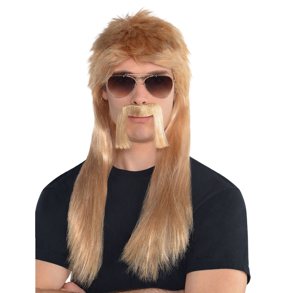 Blonde 18 Wheeler Wig and Moustache Kit