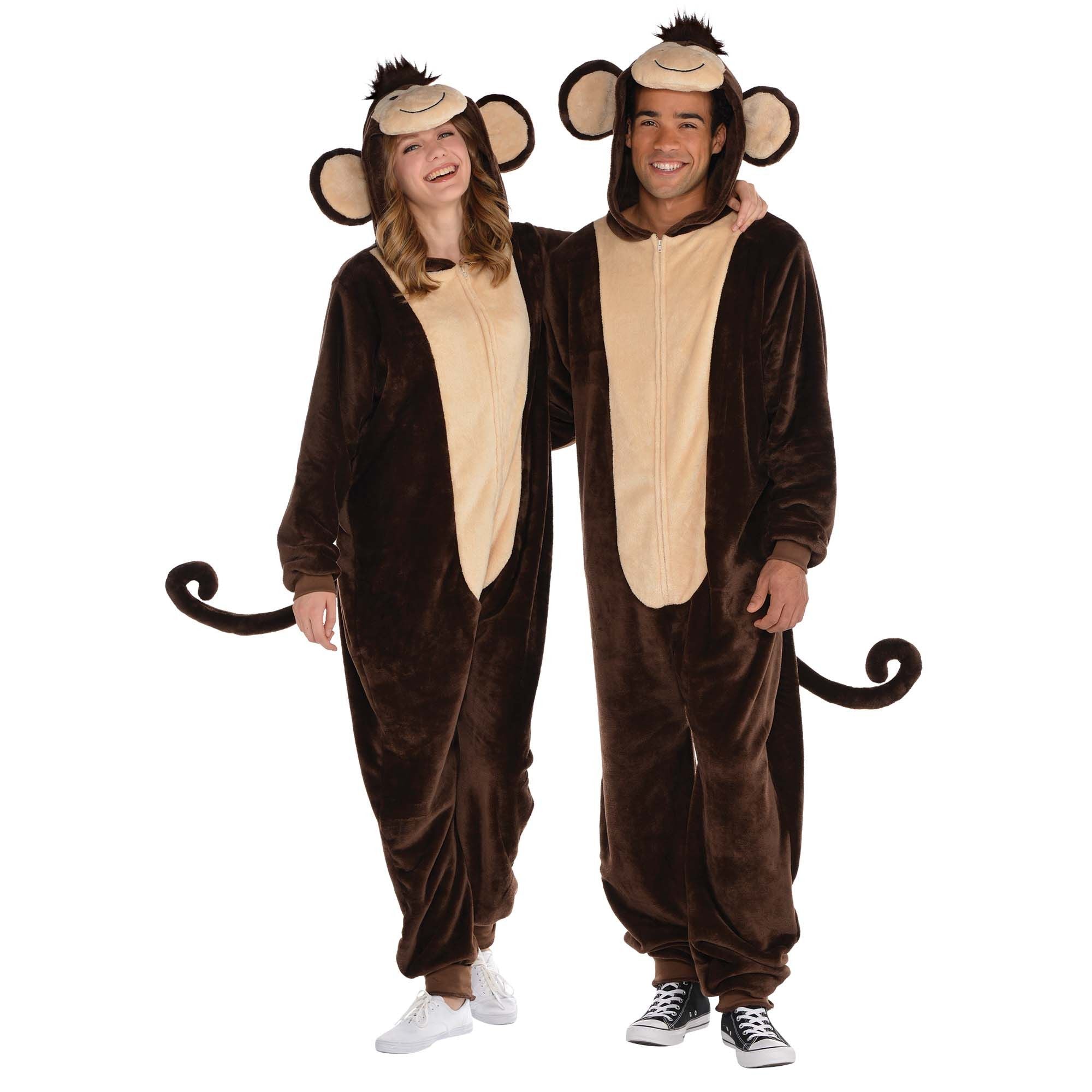 Monkey Zipster Costume Adult Size L/XL Onesie Jumpsuit