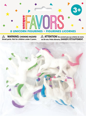 Plastic Unicorn Figurine Party Favors 8ct