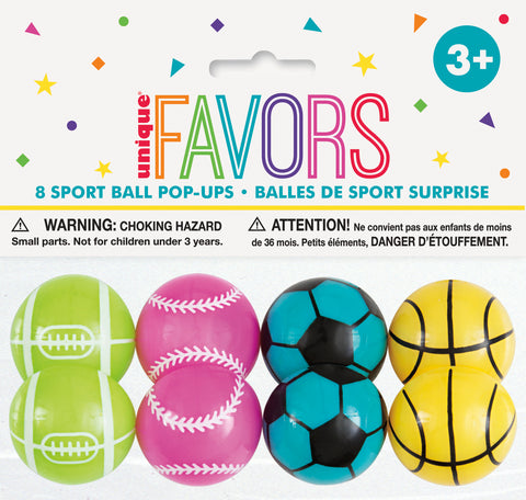Sports Ball Pop Up Favors  8ct
