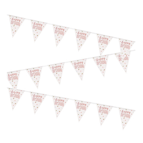Rose Gold Prismatic Happy Birthday Banner – 9ft Plastic Pennant Flag Party Decoration (1 Count)