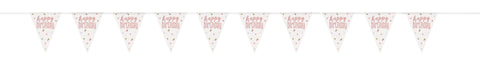 Rose Gold Prismatic Happy Birthday Banner – 9ft Plastic Pennant Flag Party Decoration (1 Count)