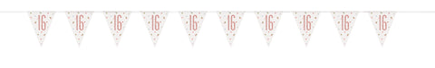 Glitz "16" Rose Gold Prismatic 9ft Plastic Pennant Flag Banner