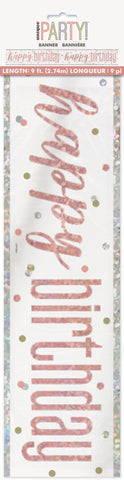 Happy Birthday Banner – 9ft Rose Gold Foil Glitz Party Decoration