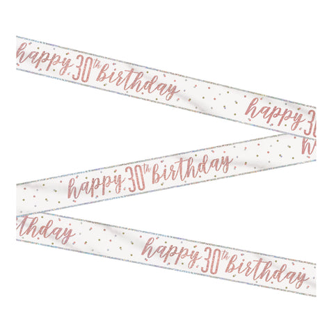 Happy 30th Birthday Banner – 9ft Rose Gold Foil Glitz Party Decoration