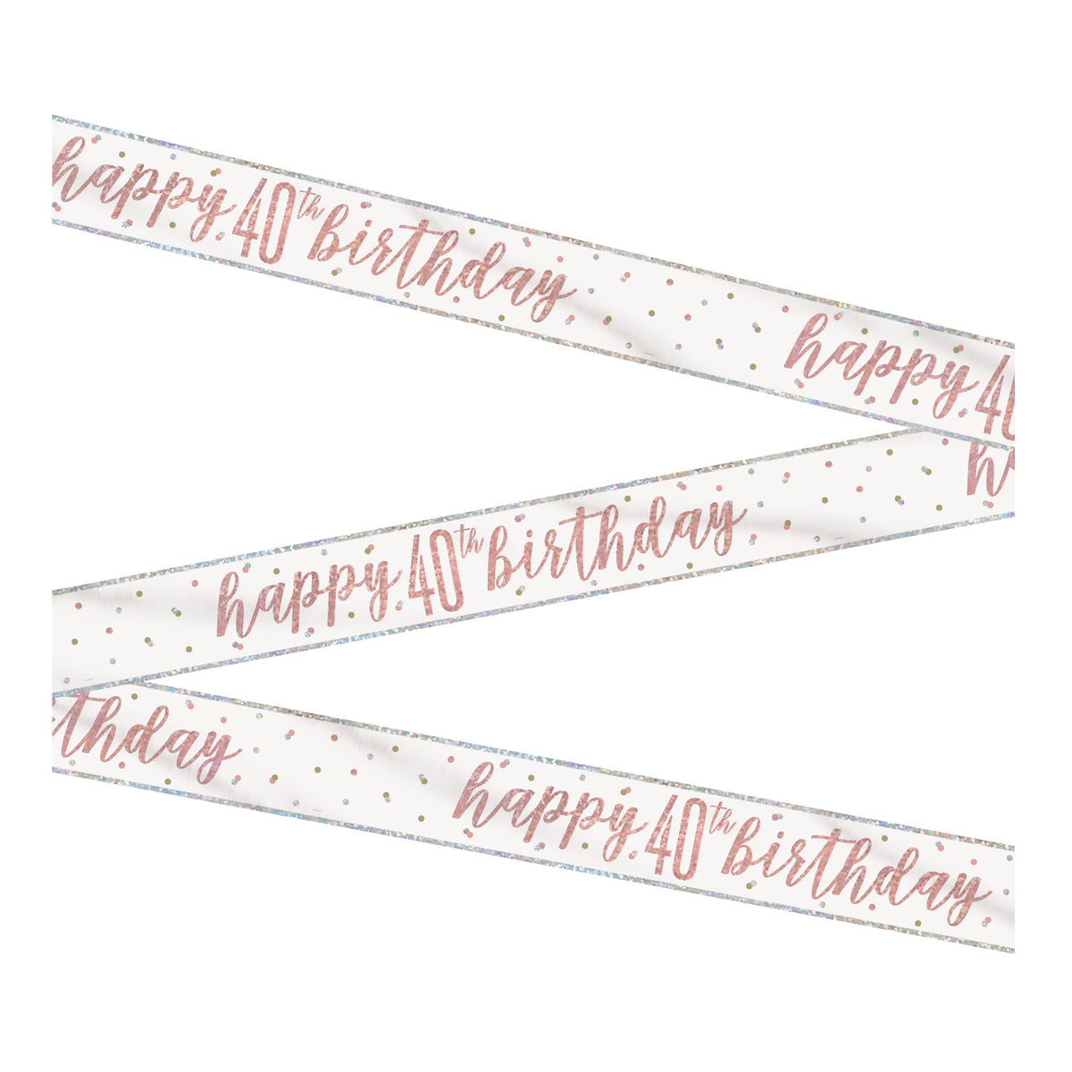 Happy "40th" Birthday Banner – 9ft Glitz Rose Gold Foil Party Decoration